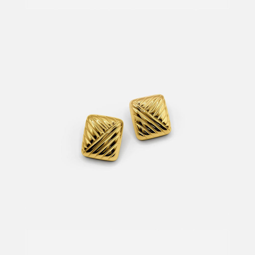 Pendientes de tachuela rectangulares dorados de estilo vintage
