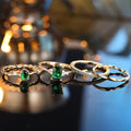 Anillo Trío Apilable Esmeralda