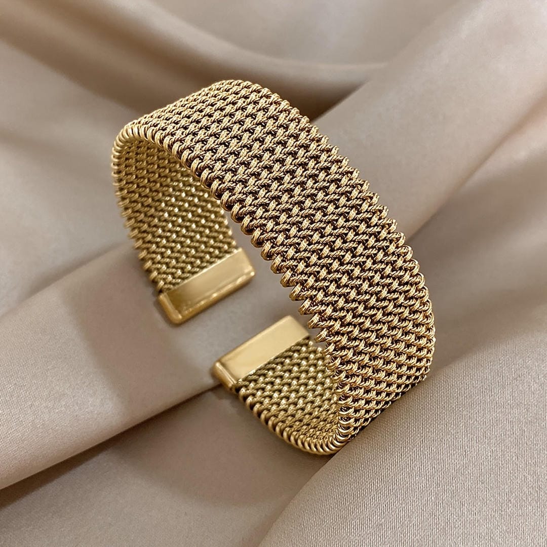 Pulsera ajustable chapada en oro, tejida