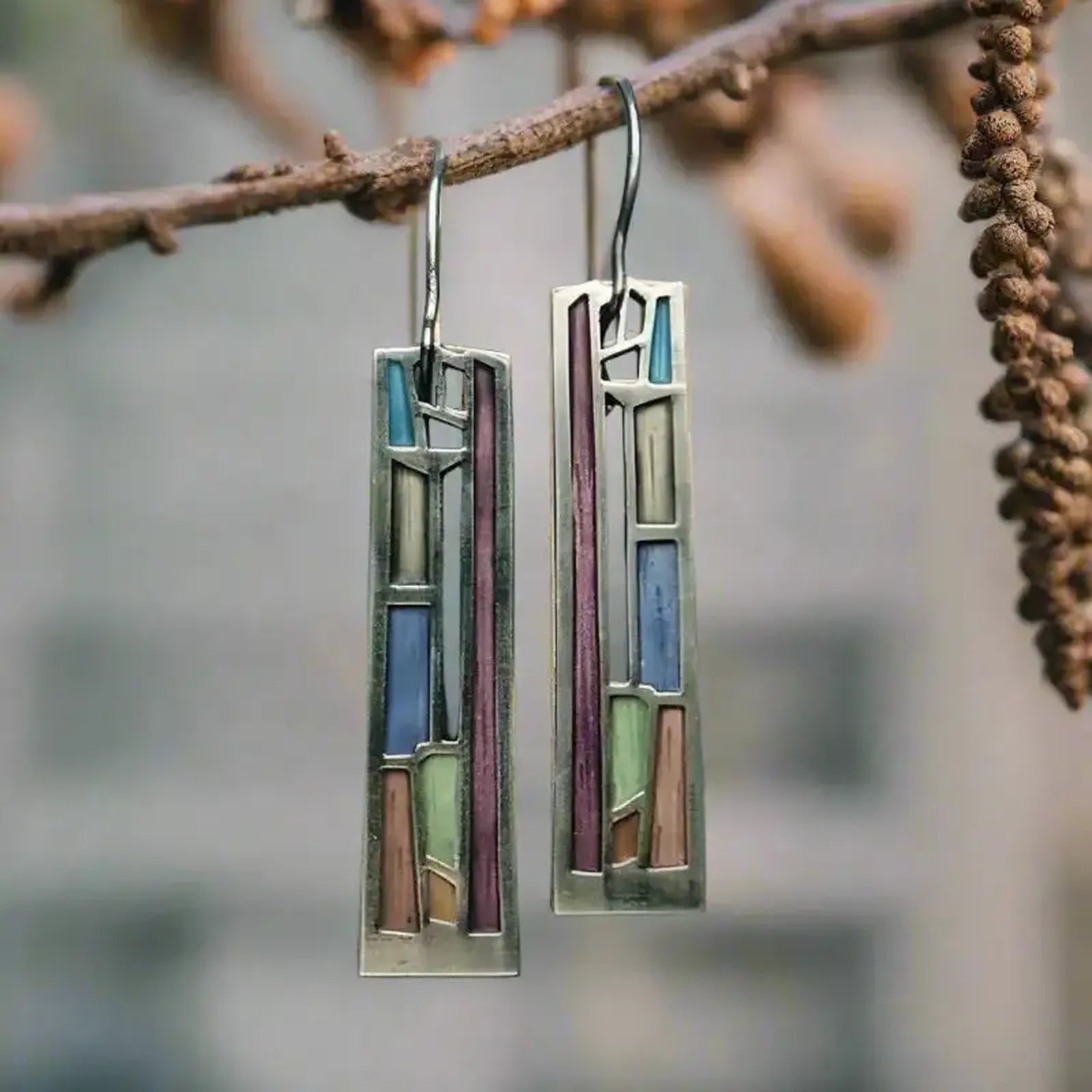 Pendientes vintage Mozaic de plata