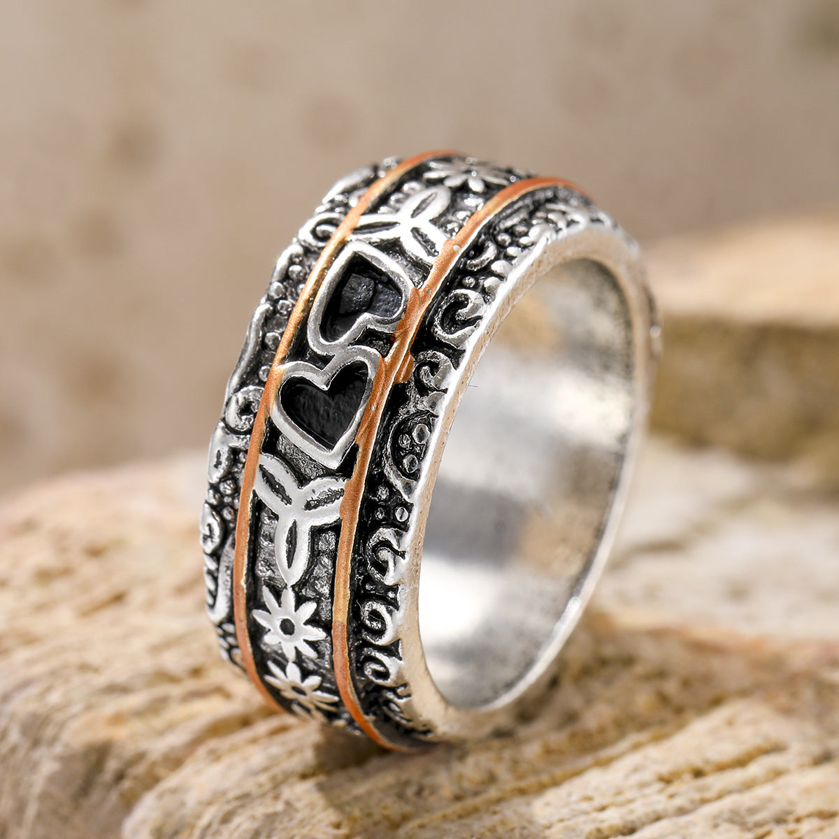 Anillo de plata con grabado Heritage