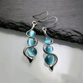 Pendientes colgantes de cristal azul