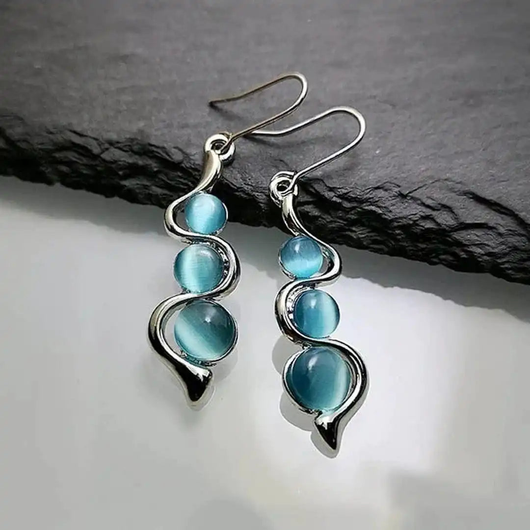Pendientes colgantes de cristal azul