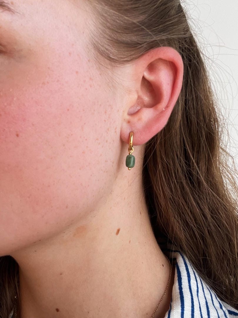 Pendientes de Aro Minimalistas de Piedra