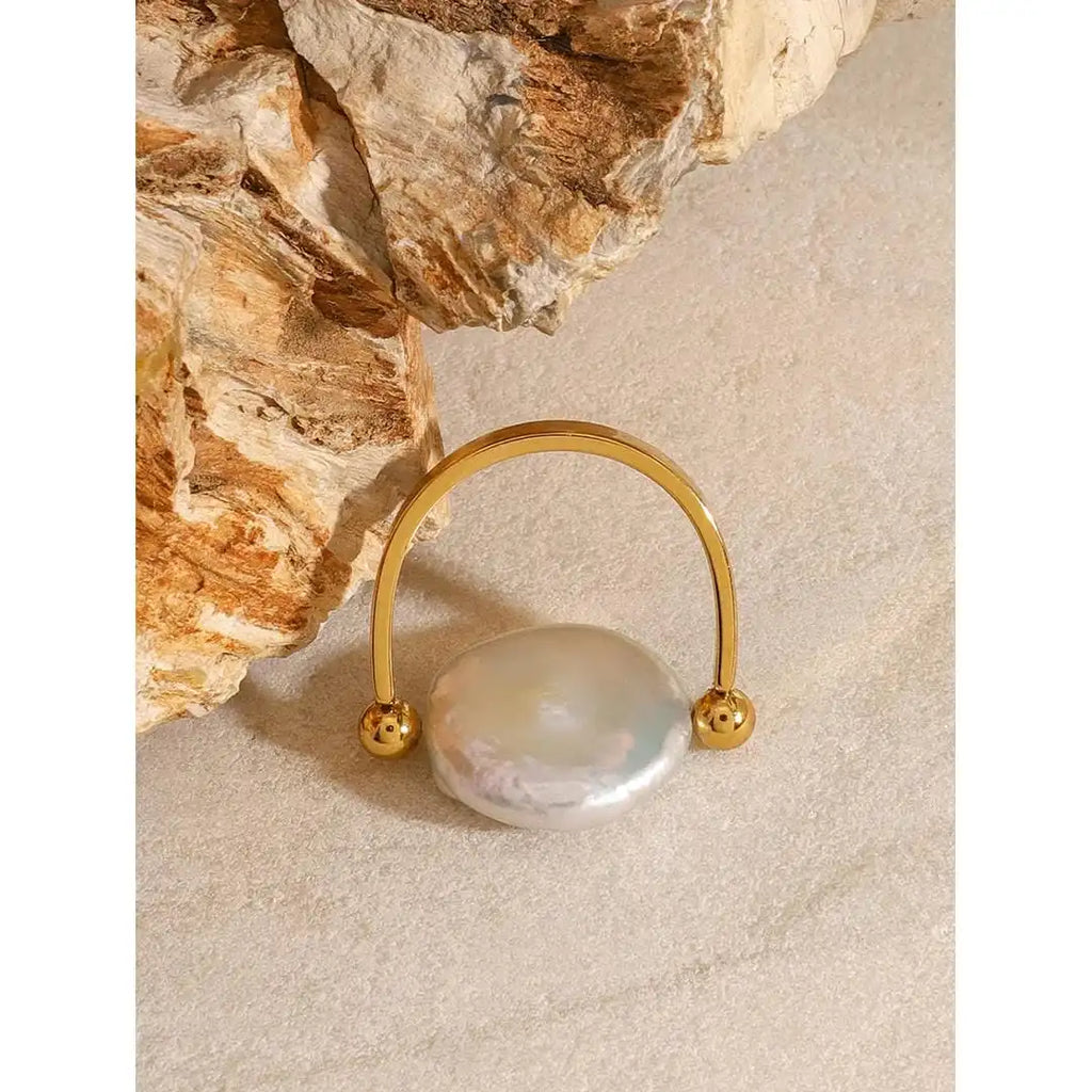 Anillo de perlas con banda abierta