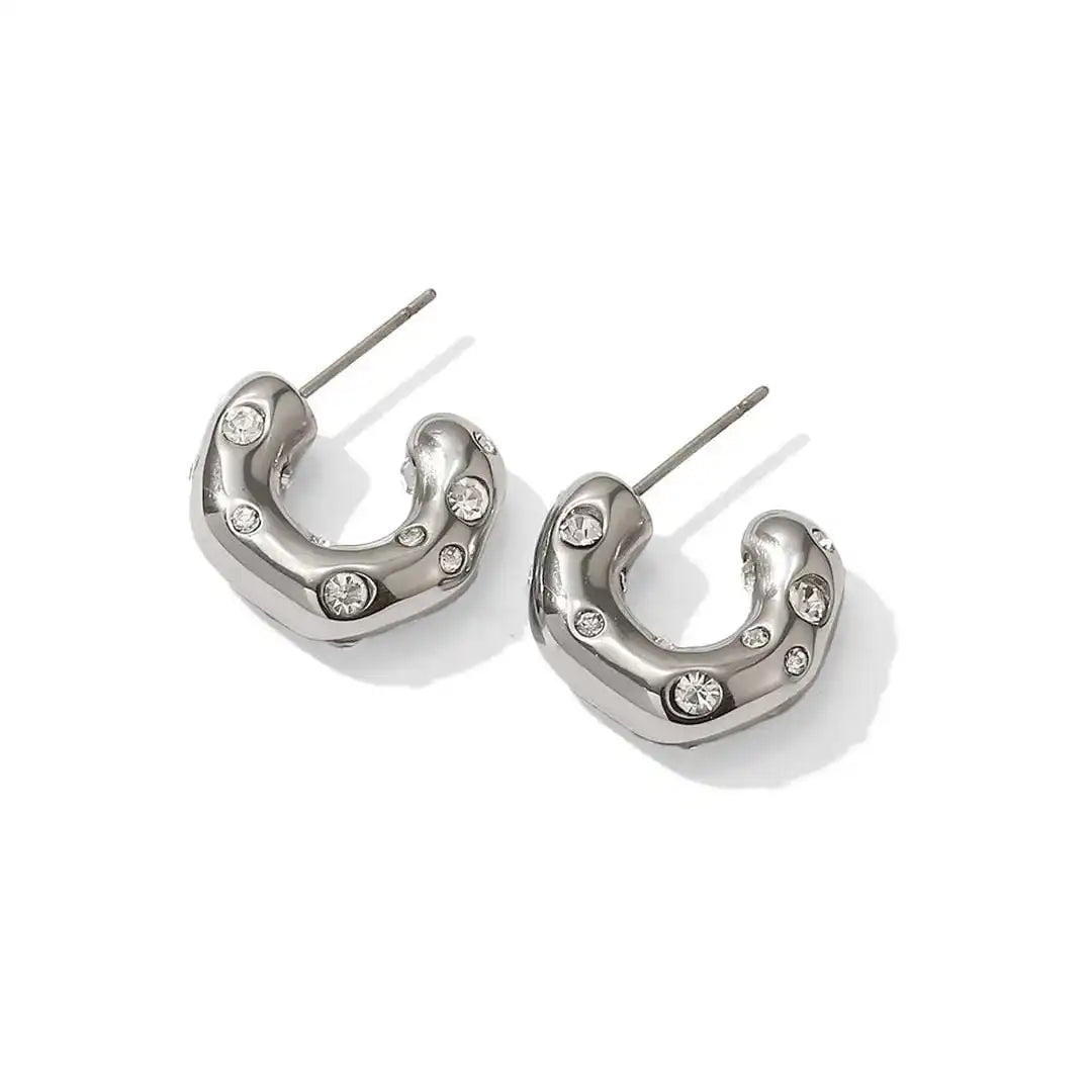 Pendientes de aro circulares de circonita dorada brillante