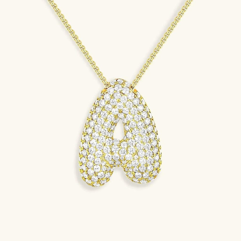 Collar de burbujas con inicial de cristal