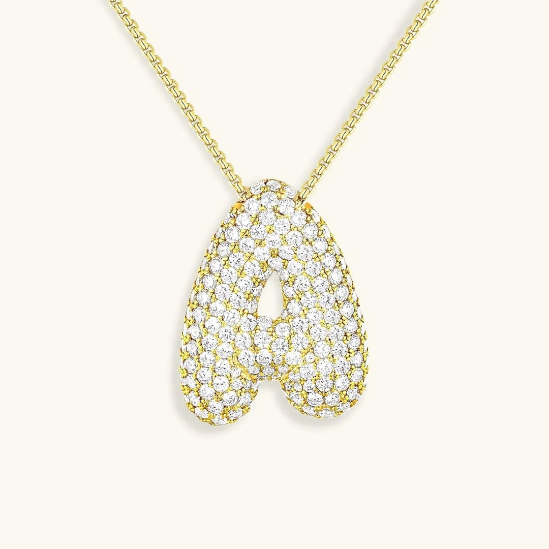 Collar de burbujas con inicial de cristal