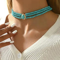Elegante collar vintage de turquesa con abalorios