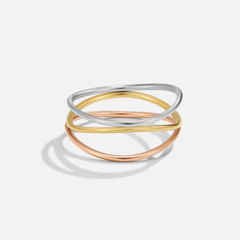 Anillo en capas de tres tonos Ayla