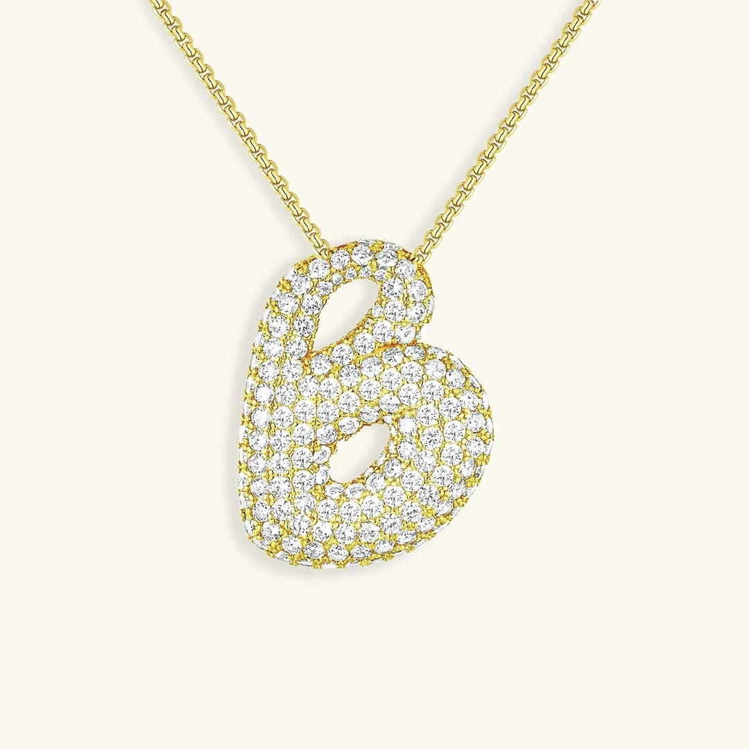 Collar de burbujas con inicial de cristal