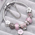 Elegante pulsera plateada rosa vintage