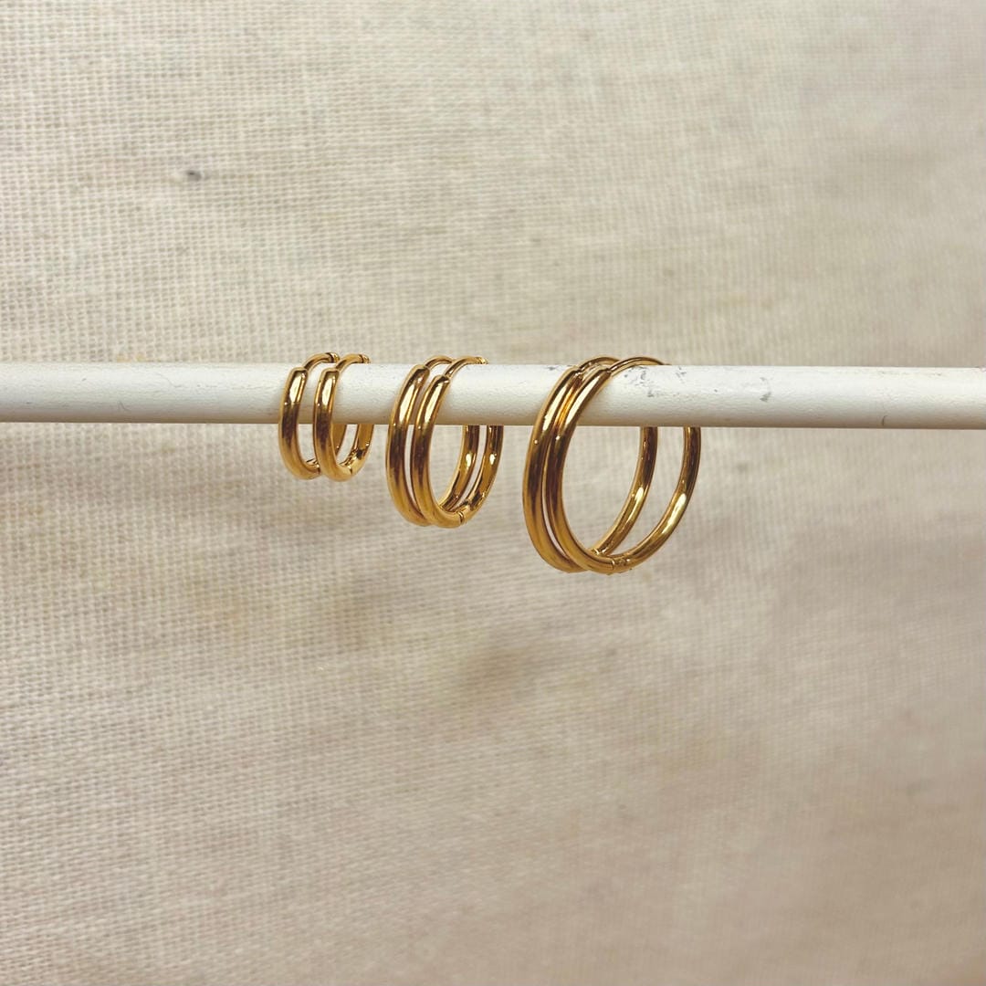 Set de 3 pares de aros de uso diario, dorados o plateados