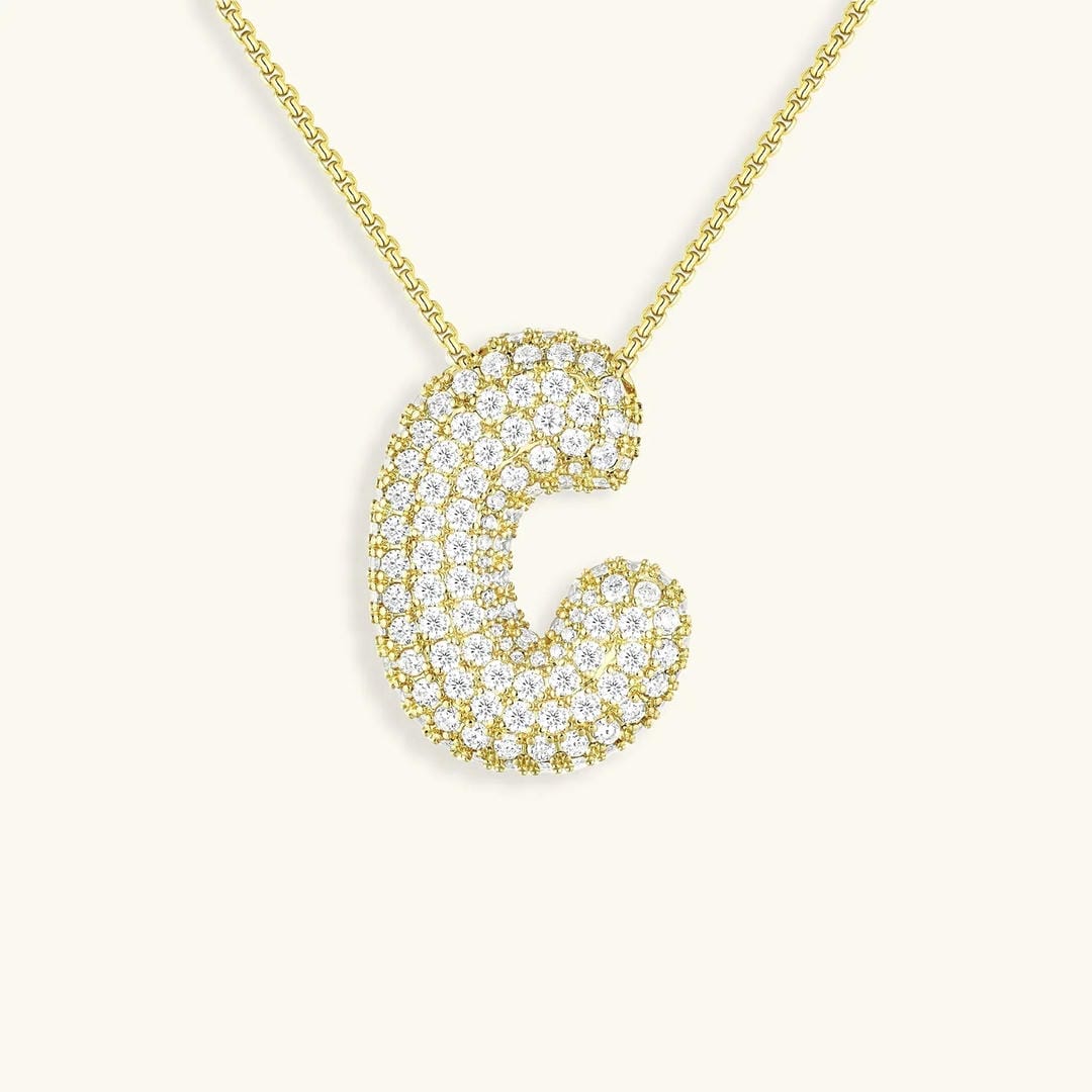 Collar de burbujas con inicial de cristal
