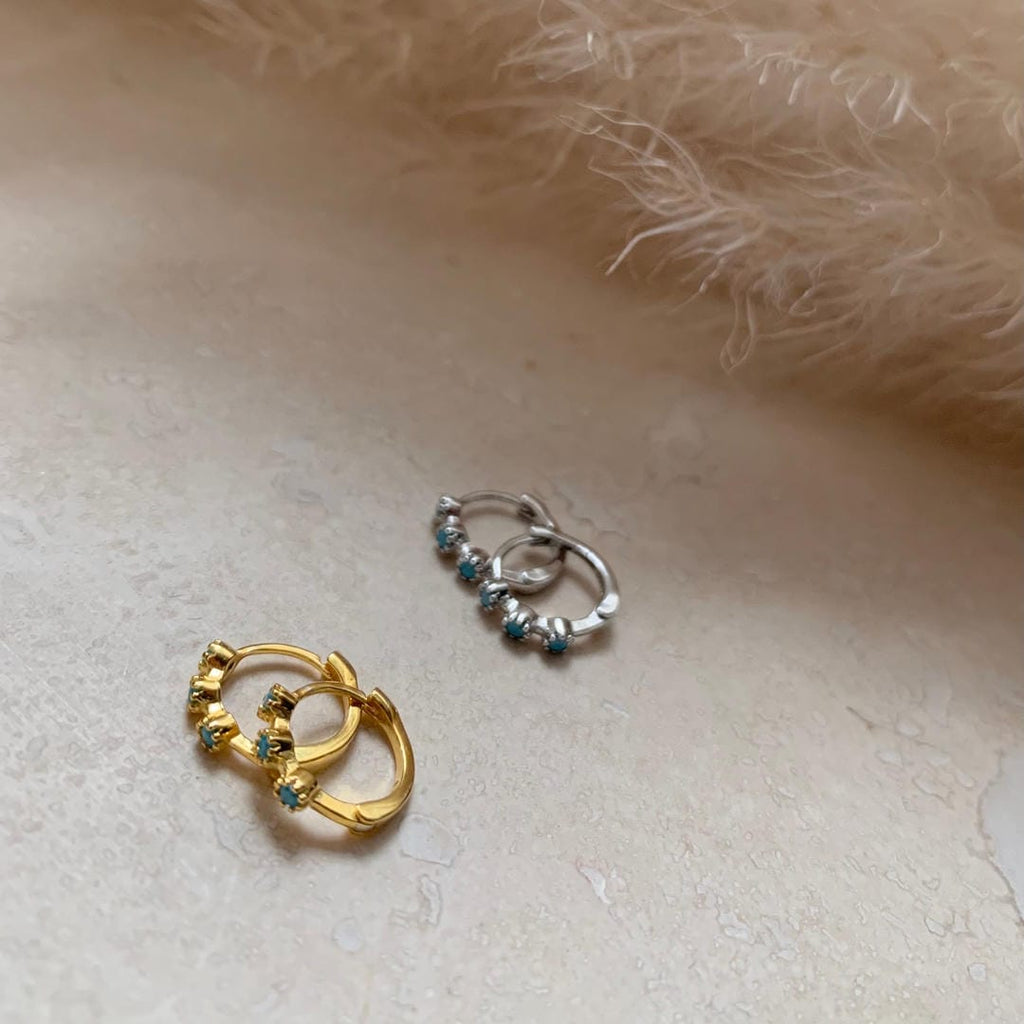 Mini aros turquesa Oro o plata