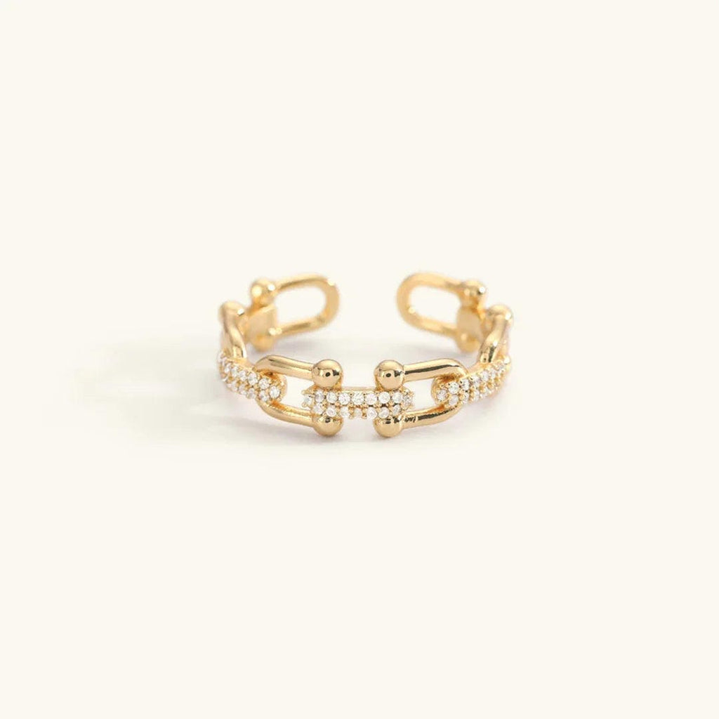 Anillo Abierto Deslumbrante de Cristal Dorado