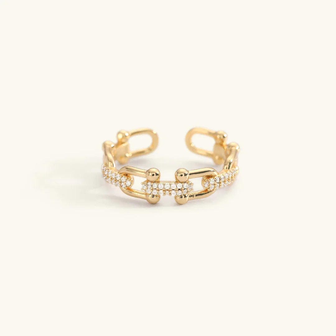 Anillo Abierto Deslumbrante de Cristal Dorado