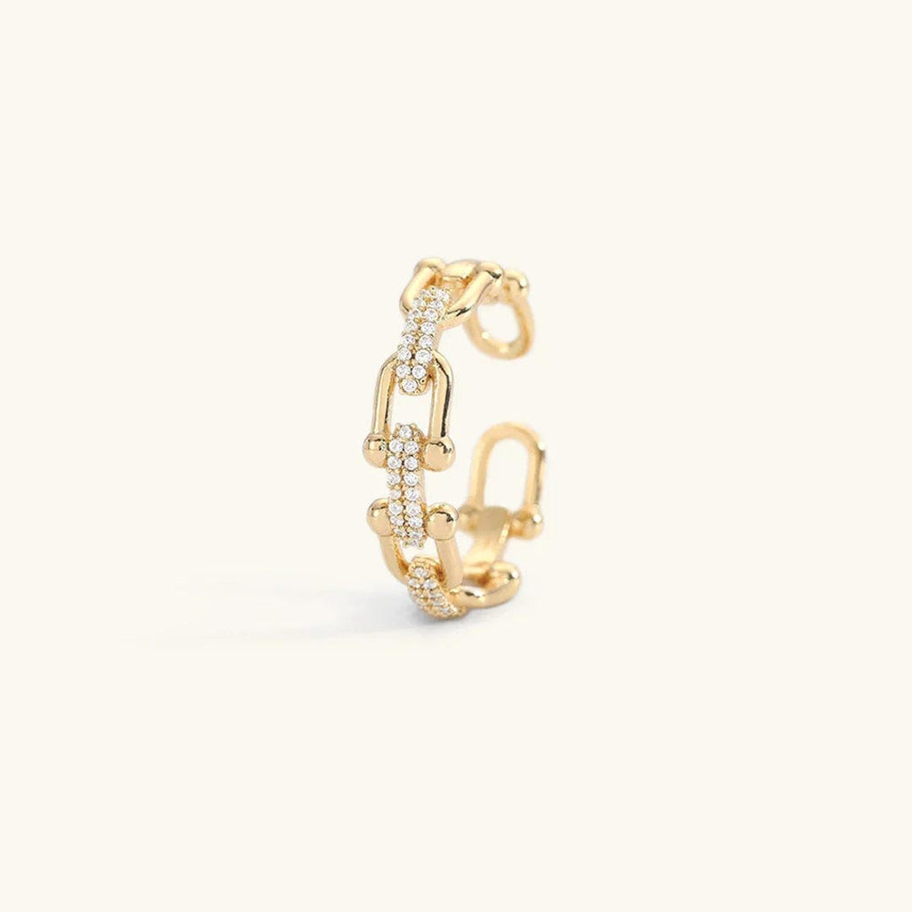 Anillo Abierto Deslumbrante de Cristal Dorado
