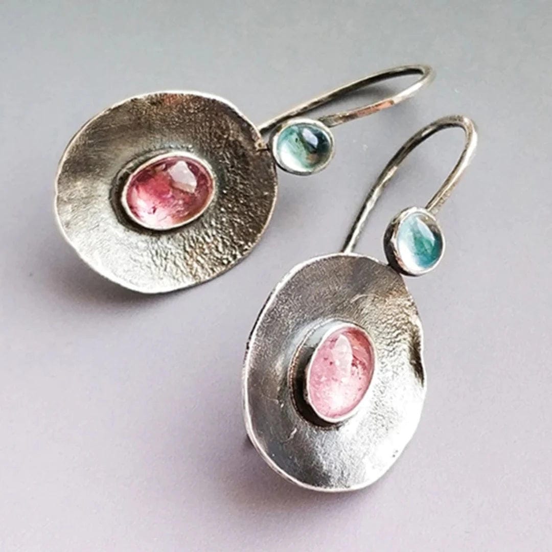Pendientes plateados bicolores vintage