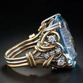 Anillo de oro con circonitas azules vintage en capas