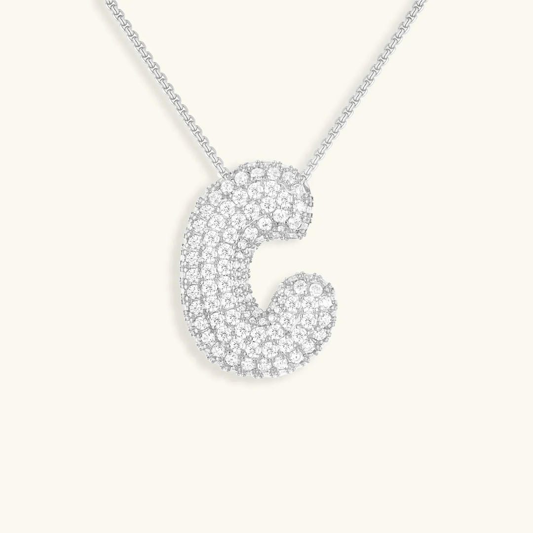 Collar de burbujas con inicial de cristal