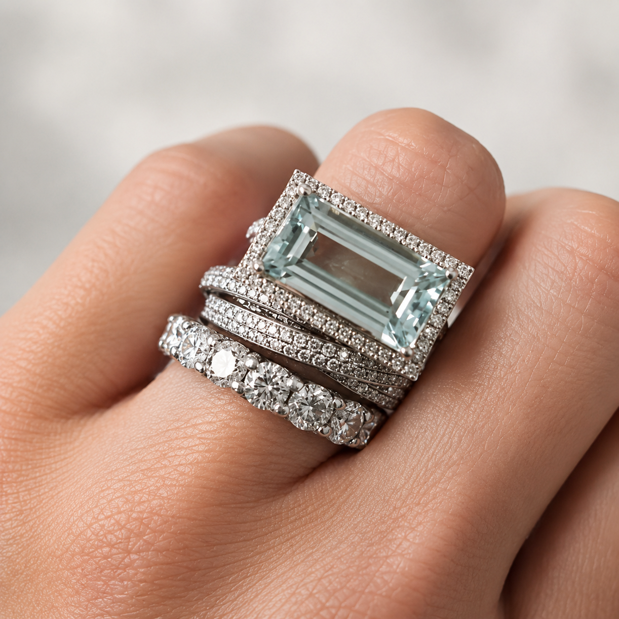 Vintage Silver Turquoise Glass Ring Set