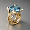 Anillo de circonia azul y oro rosa vintage