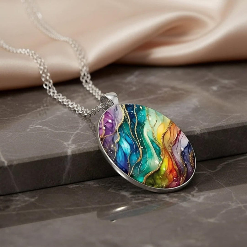 Collar de Piedras Redondas de Colores