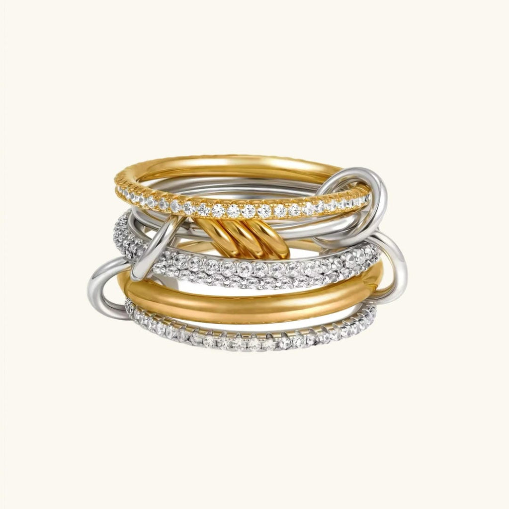 Elegante Anillo Llamativo de Cristales Apilados