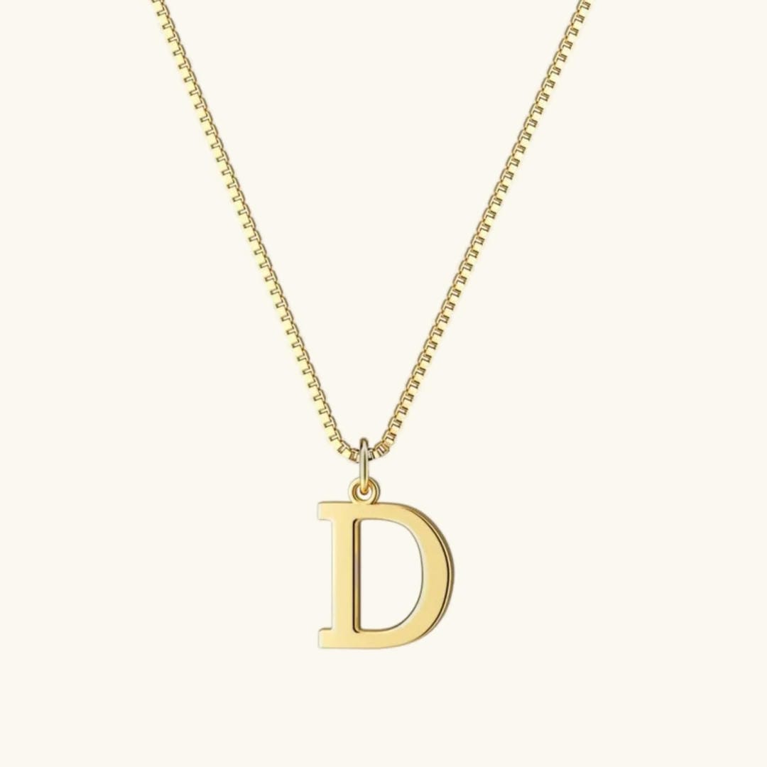 Collar Inicial de Oro con Letra Vintage