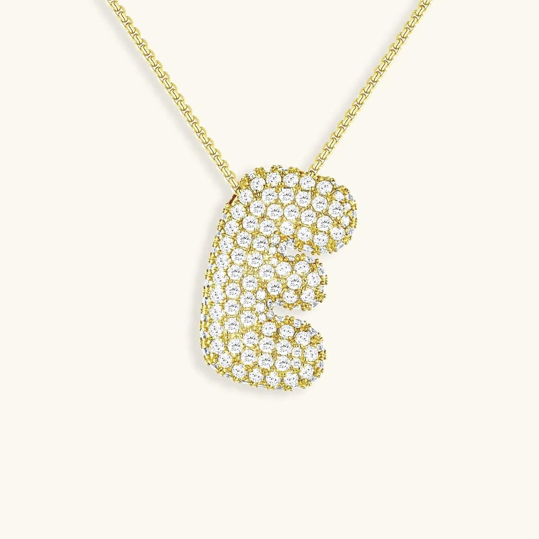 Collar de burbujas con inicial de cristal