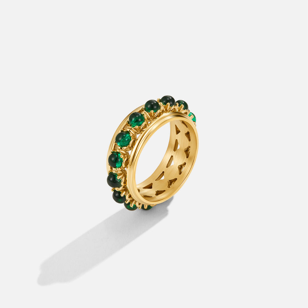 Anillo de cristal de piedra esmeralda