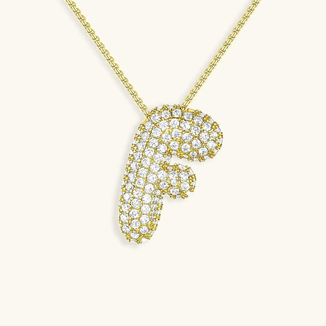 Collar de burbujas con inicial de cristal