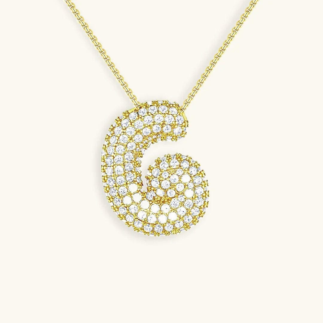 Collar de burbujas con inicial de cristal