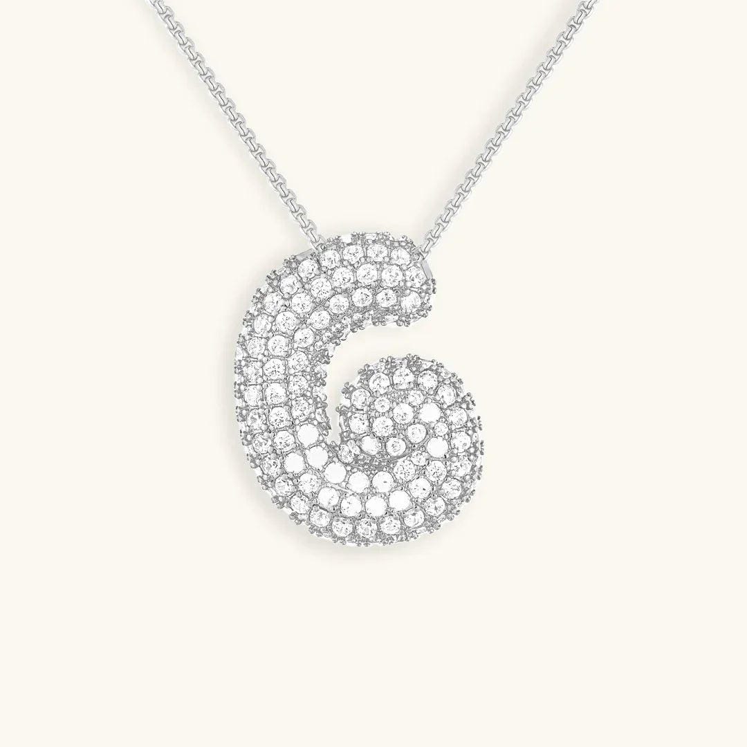 Collar de burbujas con inicial de cristal