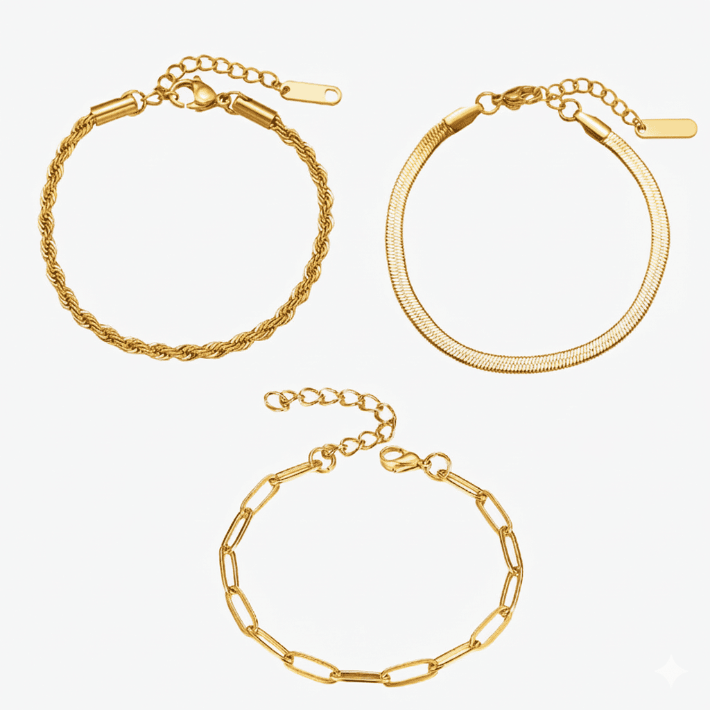 Juego de tres pulseras Golden Flow