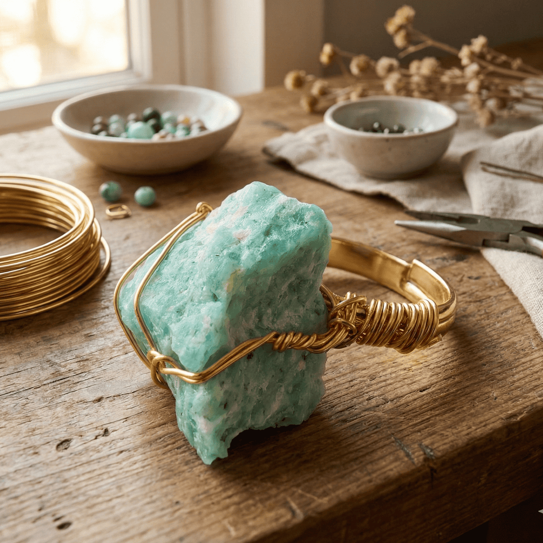 Anillo de garra de cuarzo aguamarina en bruto
