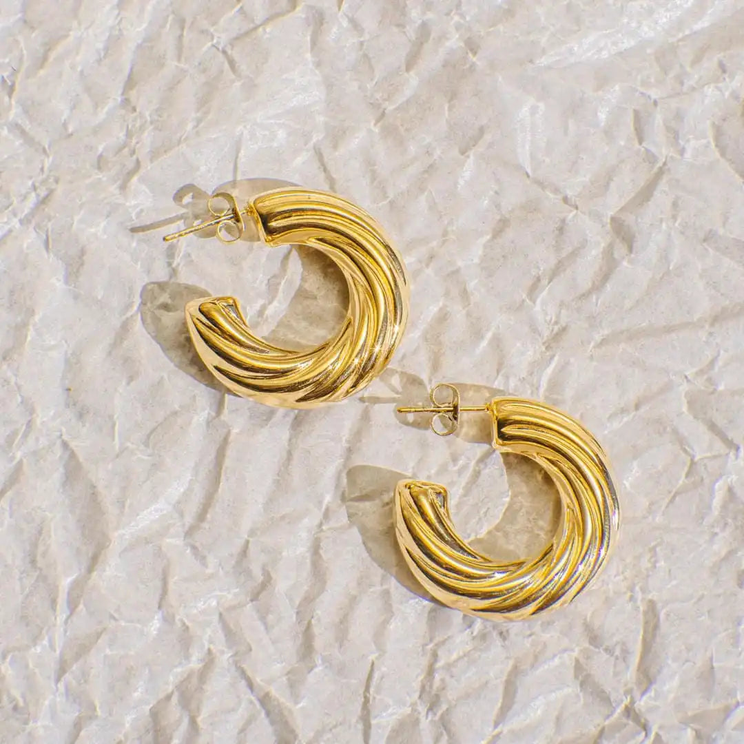 Aretes de Aro Gruesos Trenzados para Diario