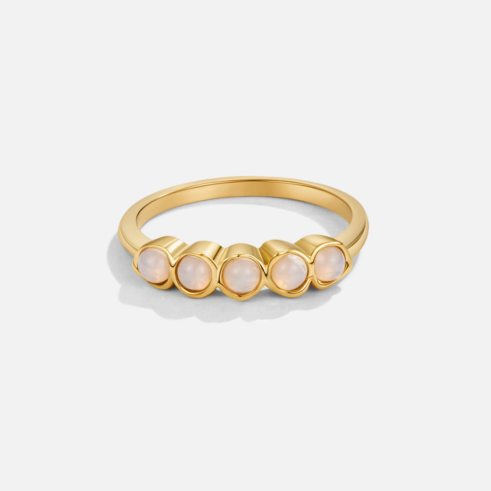 Anillo Eternidad de Piedra Lunar Dorada