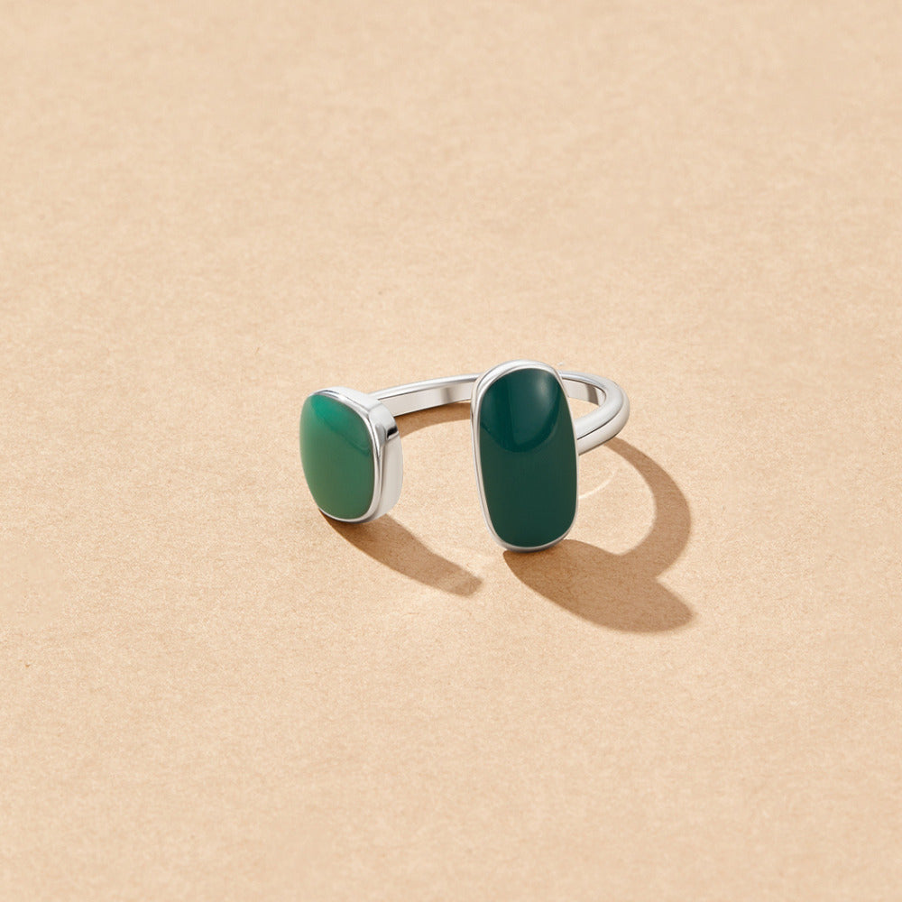 Anillo Envolvente Plateado Sauce Verde