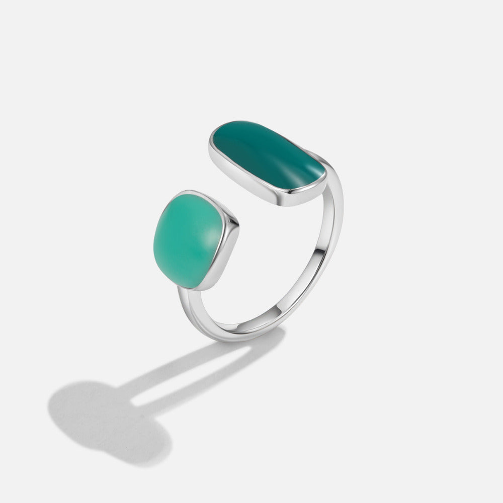 Anillo Envolvente Plateado Sauce Verde
