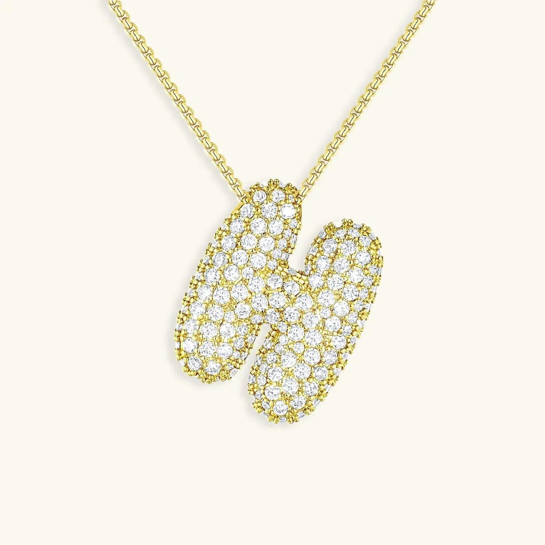 Collar de burbujas con inicial de cristal