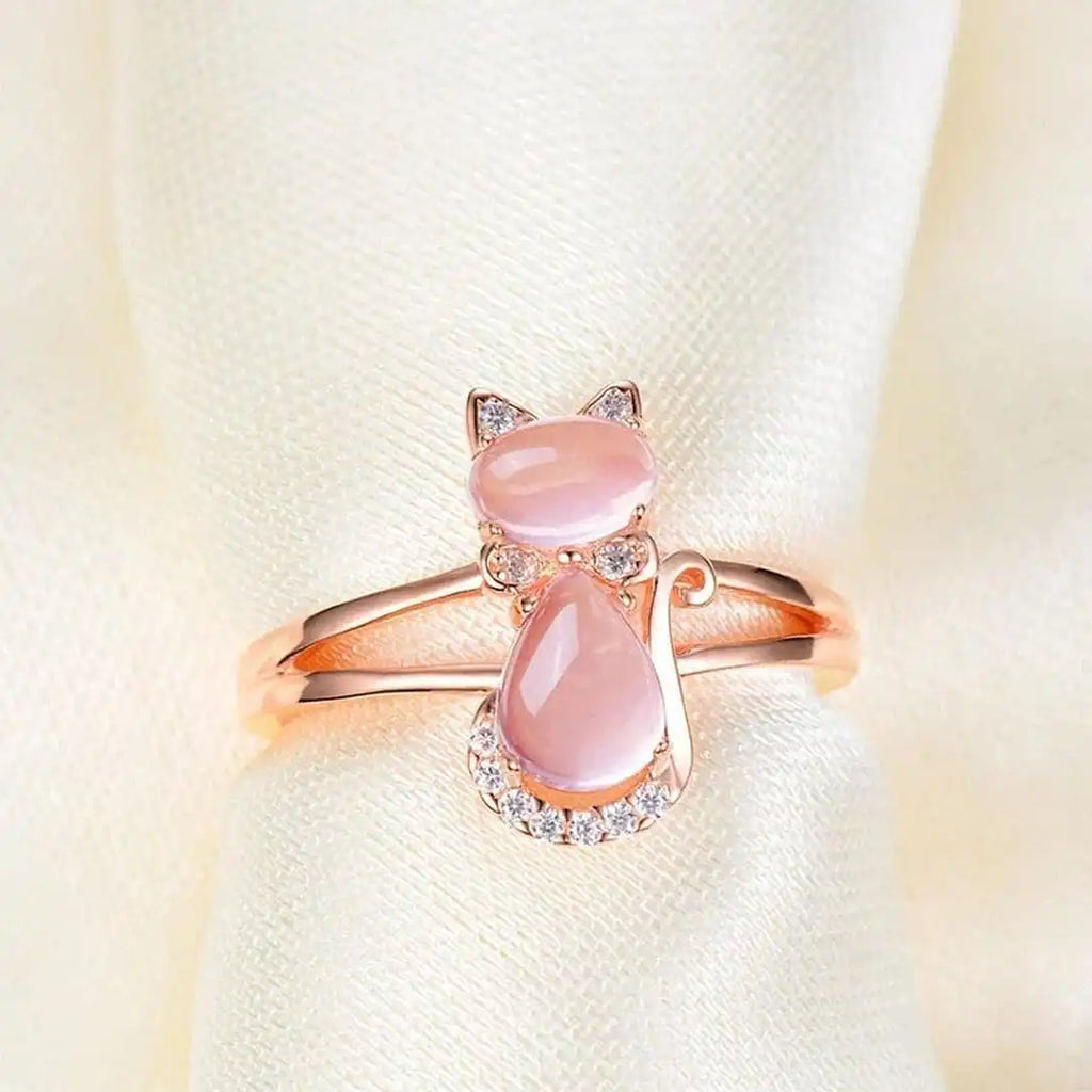 Anillo de gato en oro rosa