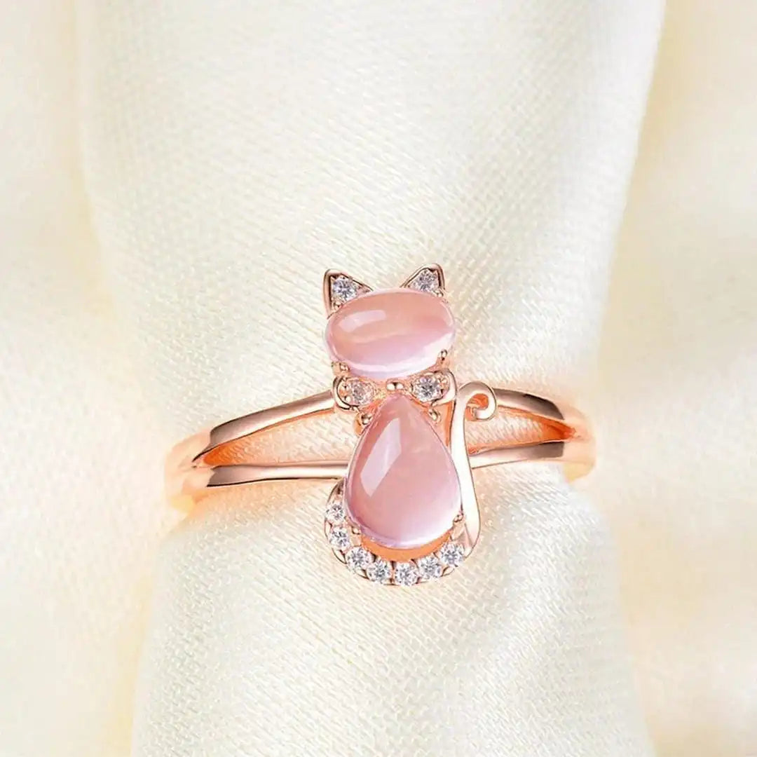 Anillo de gato en oro rosa