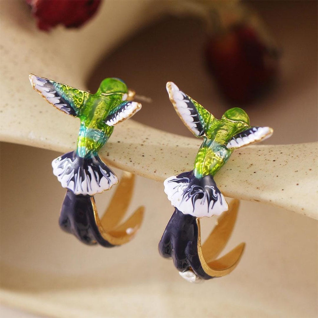 Aretes Colibrí Coloridos Únicos