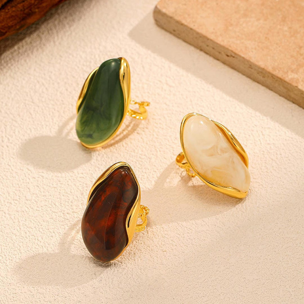 Anillos llamativos ajustables de gema orgánica