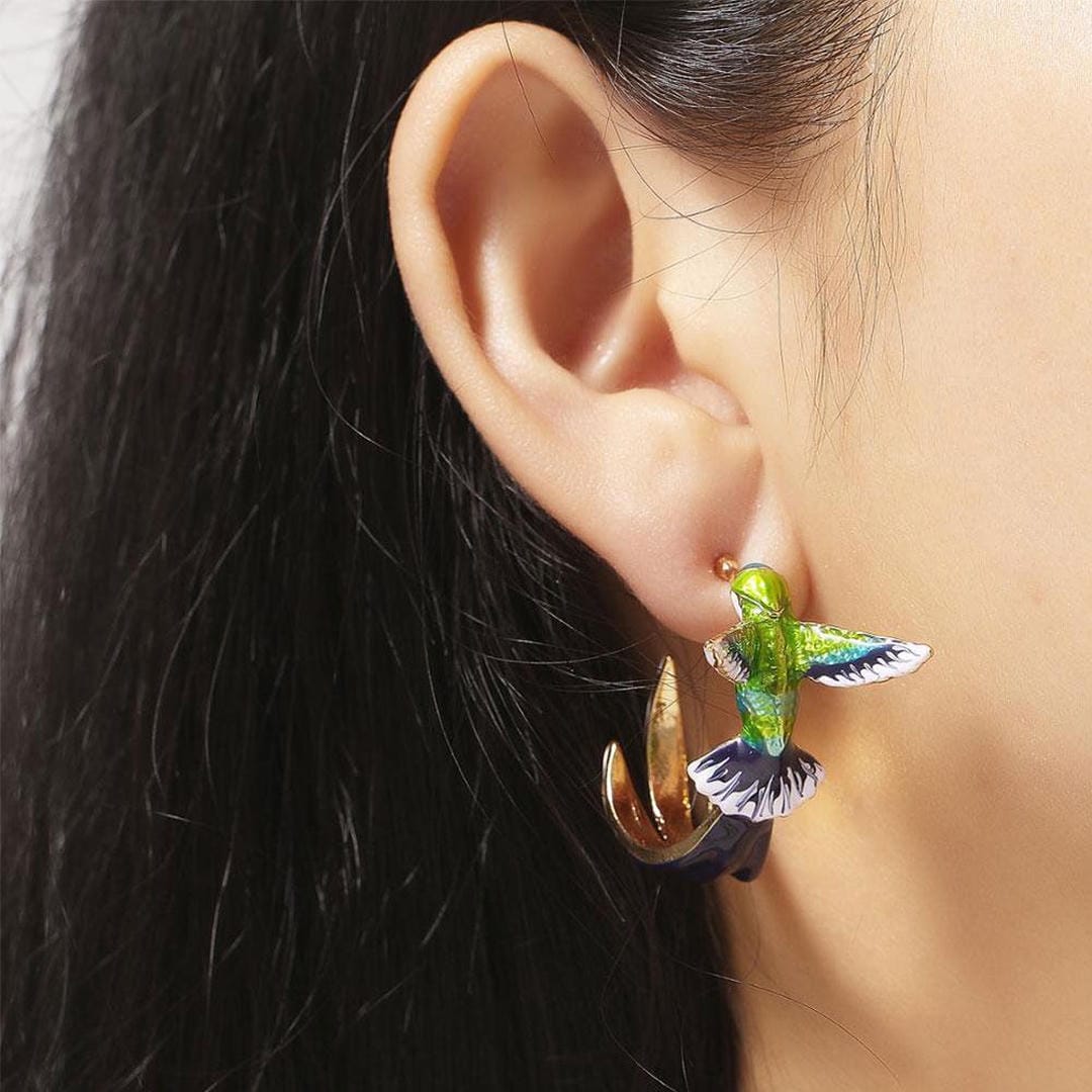 Aretes Colibrí Coloridos Únicos