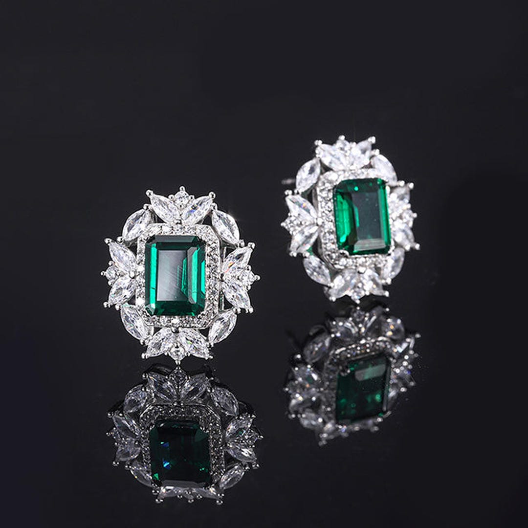 Pendientes de plata con cristal esmeralda