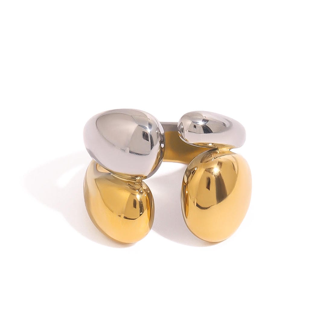 Anillo apilable de oro y plata bicolor