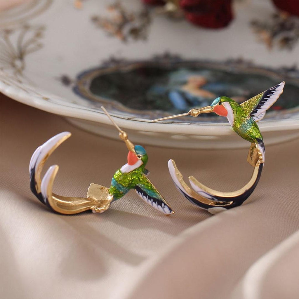 Aretes Colibrí Coloridos Únicos